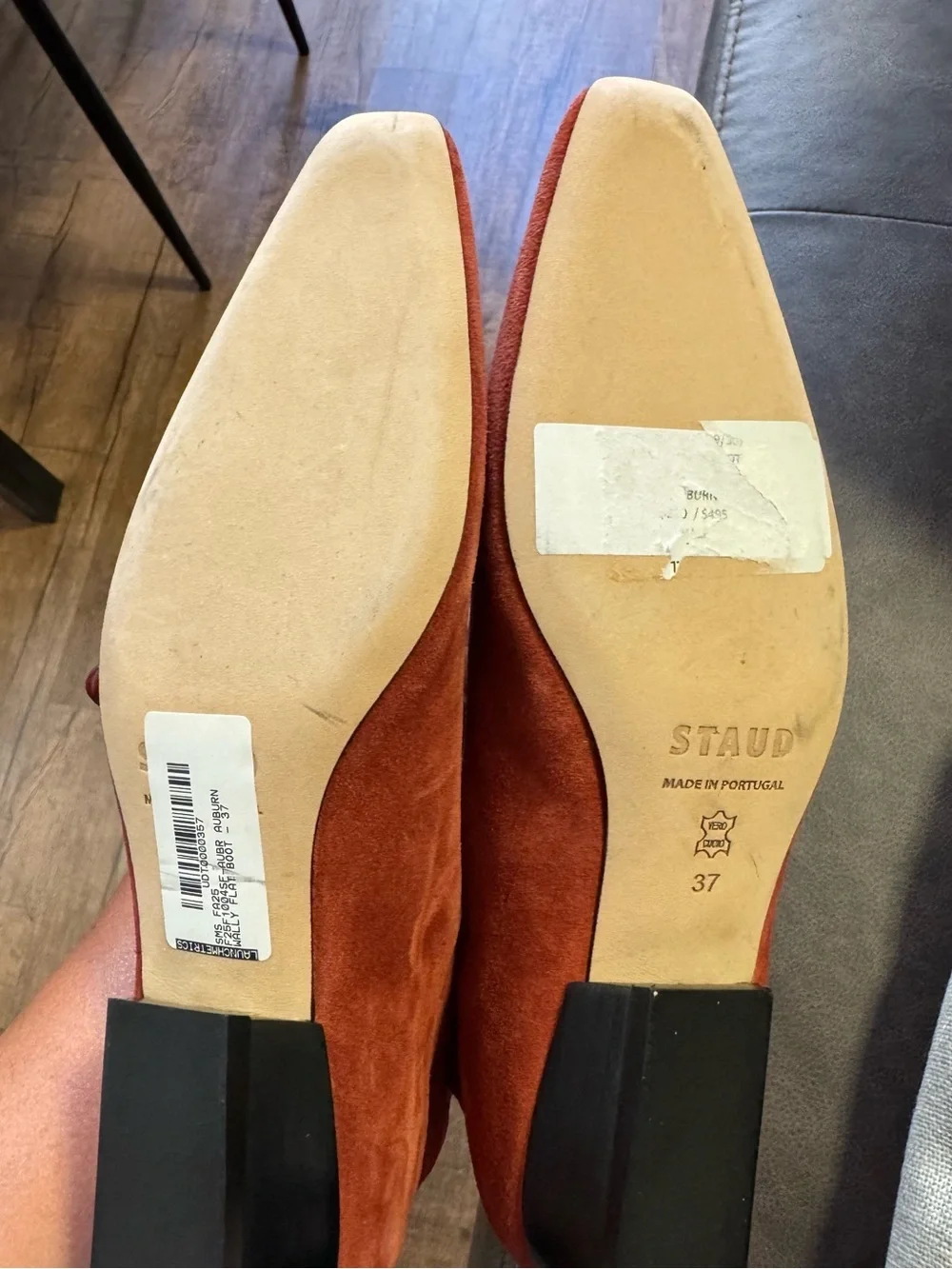 New Staud Wally Flat Boot Western 100% Suede Knee High Boots Size EU 37 US 7